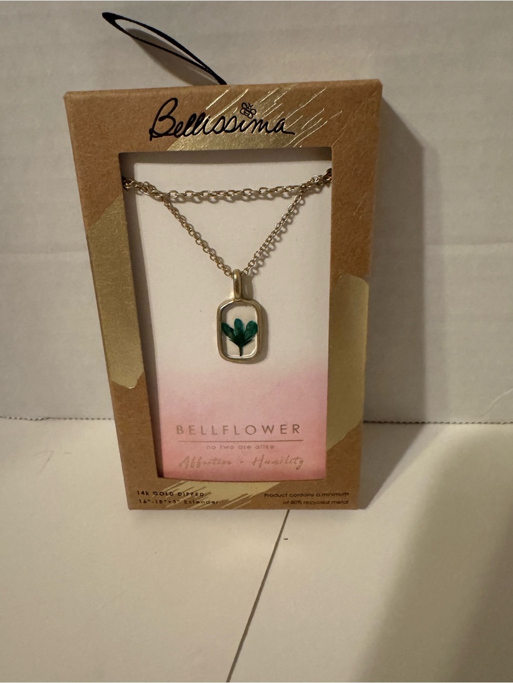 Bellflower Pendant Necklace in Silver with Green Accent - Bellissima